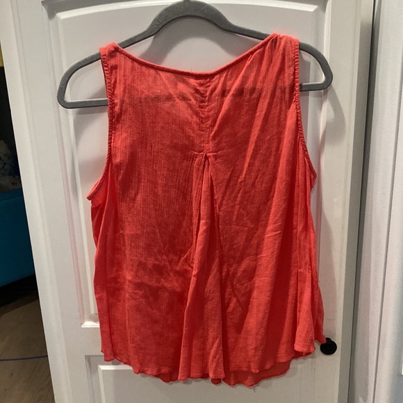 Converse Pintuck Pleat Babydoll Tank Crop Top Size L salmon color - Picture 3 of 3